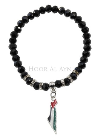 Palestine Armband – schwarze Acrylperlen & Anhänger | Hoor Al Ayn