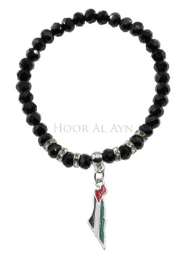 Palestine Armband – schwarze Acrylperlen & Anhänger | Hoor Al Ayn