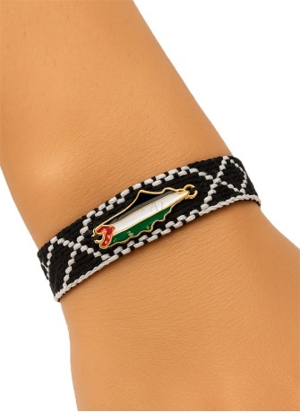Palestine Stoffarmband mit Metallanhänger | Hoor Al Ayn