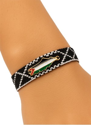 Palestine Stoffarmband mit Metallanhänger | Hoor Al Ayn