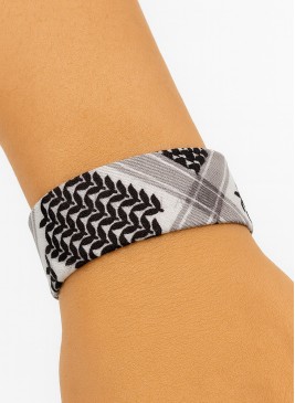 Kufiya Stoffarmband Schwarz Weiß | Hoor Al Ayn