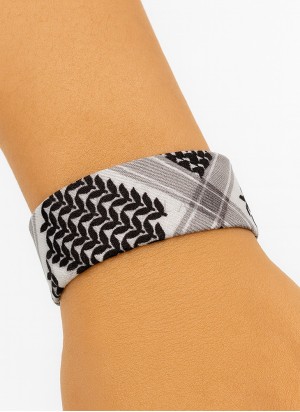 Kufiya Stoffarmband Schwarz Weiß | Hoor Al Ayn