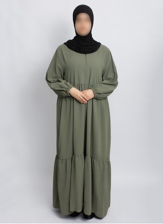 Abaya Hoor Classic – Elegante Abaya in Olivgrün | Hoor Al Ayn