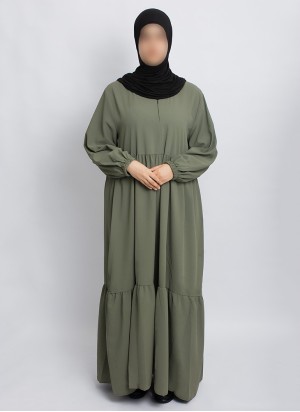 Abaya Hoor Classic – Elegante Abaya in Olivgrün | Hoor Al Ayn
