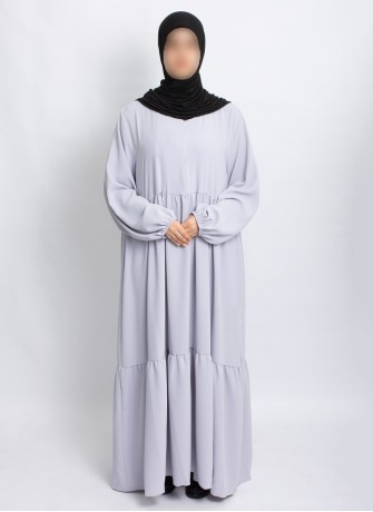 Abaya Hoor Classic – Elegante Abaya in Hellgrau | Hoor Al Ayn