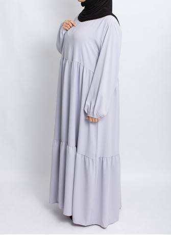 Abaya Hoor Classic – Elegante Abaya in Hellgrau | Hoor Al Ayn