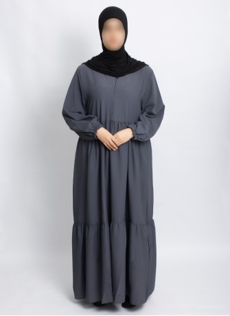 Abaya Hoor Classic – Elegante Abaya in Schiefergrau | Hoor Al Ayn
