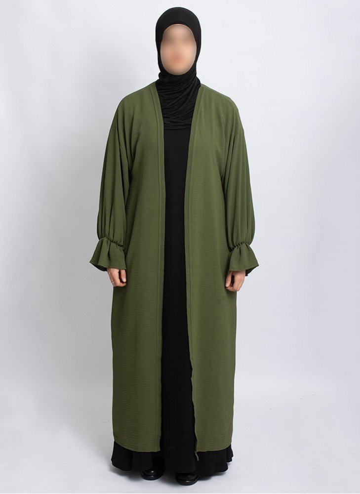 Überwurf Hoor Essential – Leichter Abaya-Cardigan mit Volantärmeln | Hoor Al Ayn
