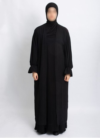 Überwurf Hoor Essential – Leichter Abaya-Cardigan mit Volantärmeln | Hoor Al Ayn