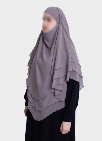 Dreilagiger Chiffon Khimar mit elegantem Fall | Hoor Al Ayn