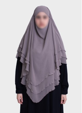 Dreilagiger Chiffon Khimar mit elegantem Fall | Hoor Al Ayn