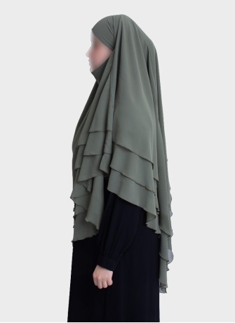 Dreilagiger Chiffon Khimar mit elegantem Fall | Hoor Al Ayn