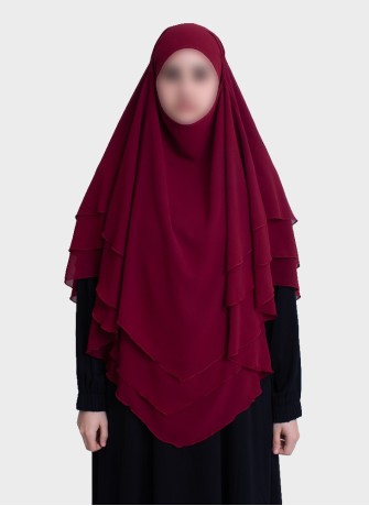 Dreilagiger Chiffon Khimar mit elegantem Fall | Hoor Al Ayn