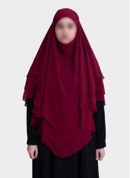 Dreilagiger Chiffon Khimar mit elegantem Fall | Hoor Al Ayn