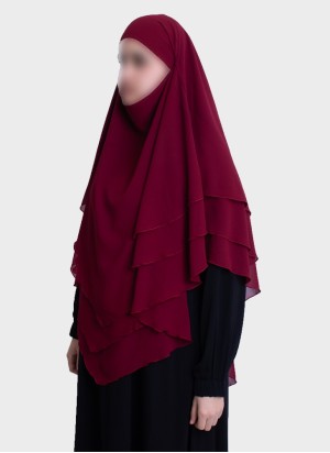 Dreilagiger Chiffon Khimar mit elegantem Fall | Hoor Al Ayn