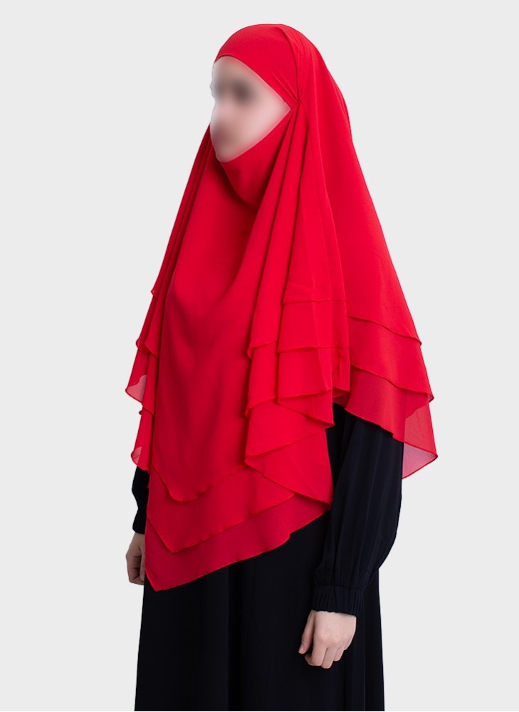 Dreilagiger Chiffon Khimar mit elegantem Fall | Hoor Al Ayn