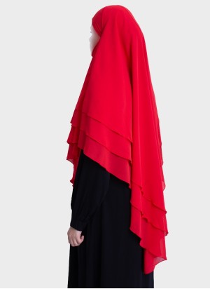 Dreilagiger Chiffon Khimar mit elegantem Fall | Hoor Al Ayn
