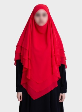 Dreilagiger Chiffon Khimar mit elegantem Fall | Hoor Al Ayn