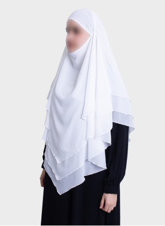 Dreilagiger Chiffon Khimar mit elegantem Fall | Hoor Al Ayn