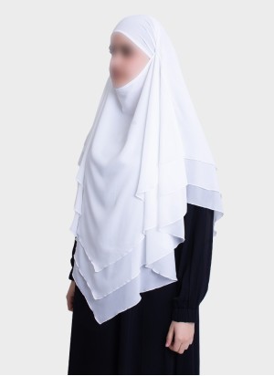 Dreilagiger Chiffon Khimar mit elegantem Fall | Hoor Al Ayn