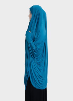 Langer Stretch Khimar mit Kinnabdeckung und Daumenarmstulpen – Hoor Al Ayn
