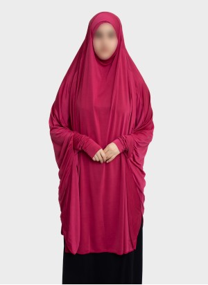 Langer Stretch Khimar mit Kinnabdeckung und Daumenarmstulpen – Hoor Al Ayn