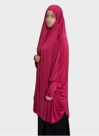 Langer Stretch Khimar mit Kinnabdeckung und Daumenarmstulpen – Hoor Al Ayn