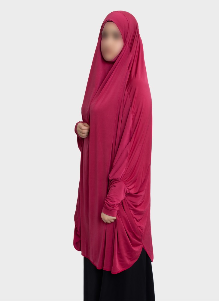 Langer Stretch Khimar mit Kinnabdeckung und Daumenarmstulpen – Hoor Al Ayn